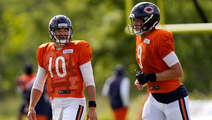 Newcomer Foles (right) appears to have the upper hand on Trubisky.